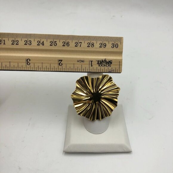 18K Gold Plated Women's Large Ring Adjustable Waterproof Hypoallergenic - Picture 11 of 14